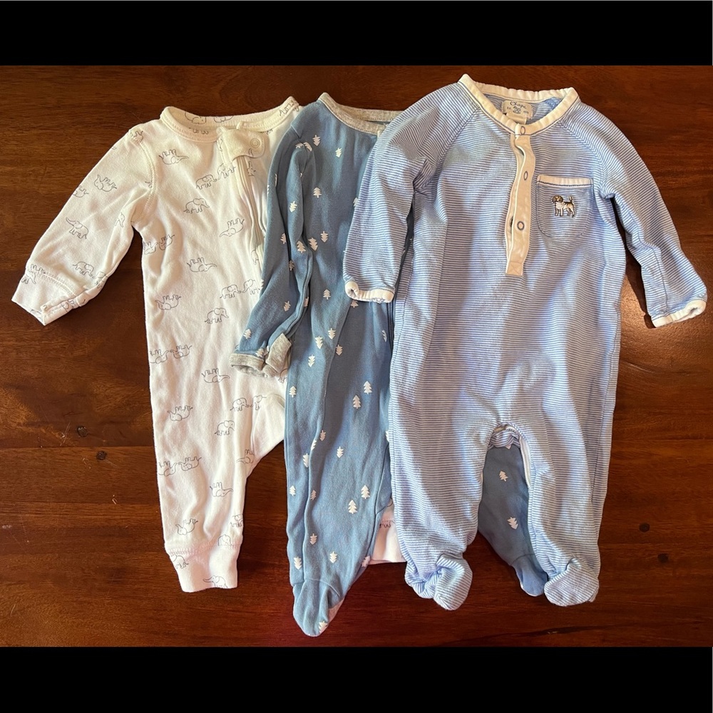 Three sleeper suits, size 0-3 months